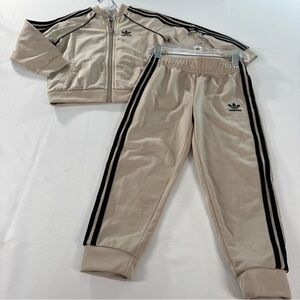 Adidas Kid's 3-4 Years  Unisex Originals SST Tracksuit Suit Beige/Black 4T EUC